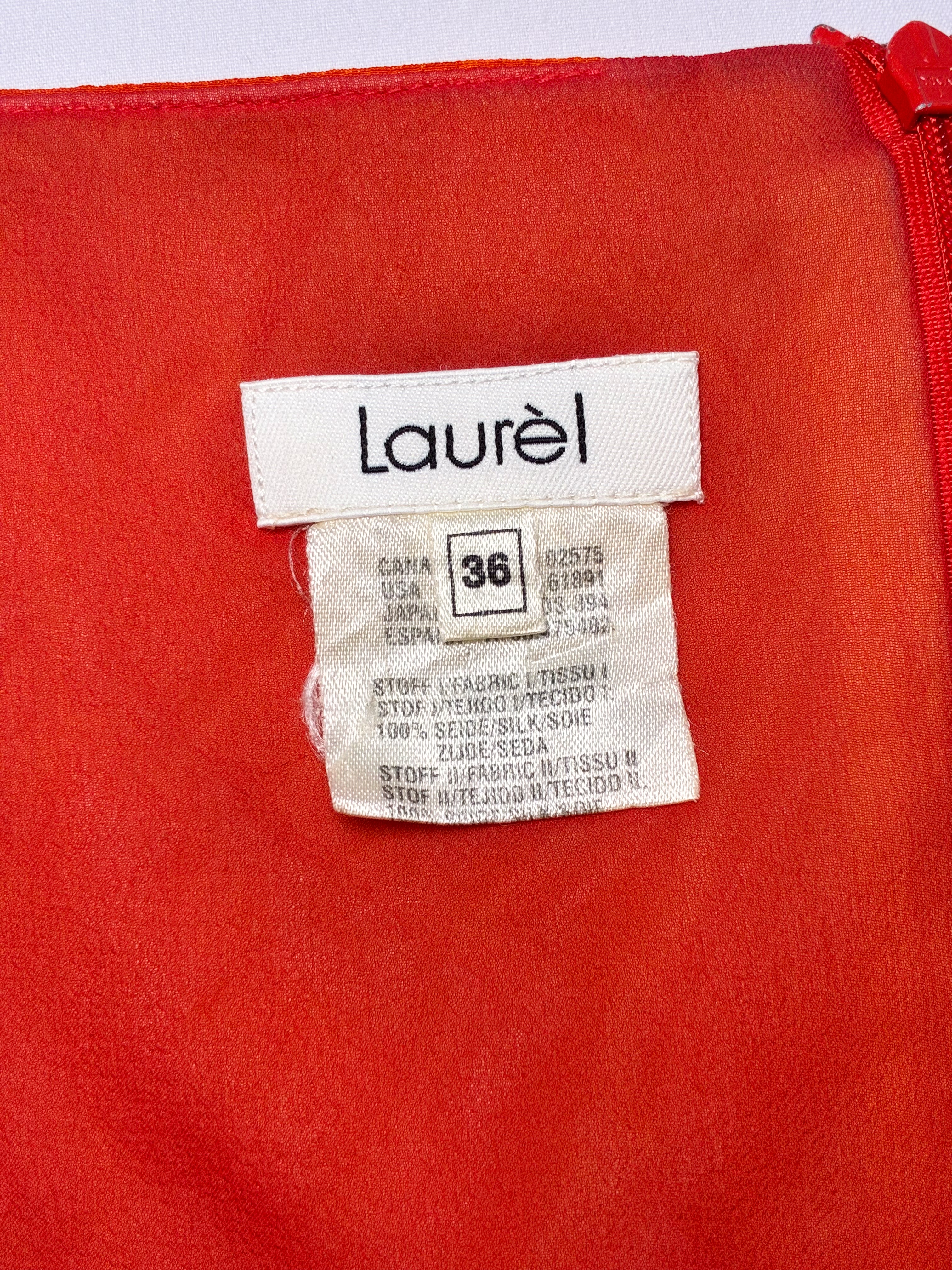 Laurèl 2000s Pink & Orange Anthurium Print Silk Slip Mini Dress - S