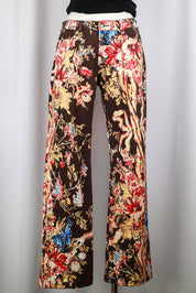 Just Cavalli 2000s Dark Floral Print Straight-Leg Jeans