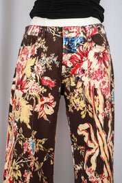 Just Cavalli 2000s Dark Floral Print Straight-Leg Jeans