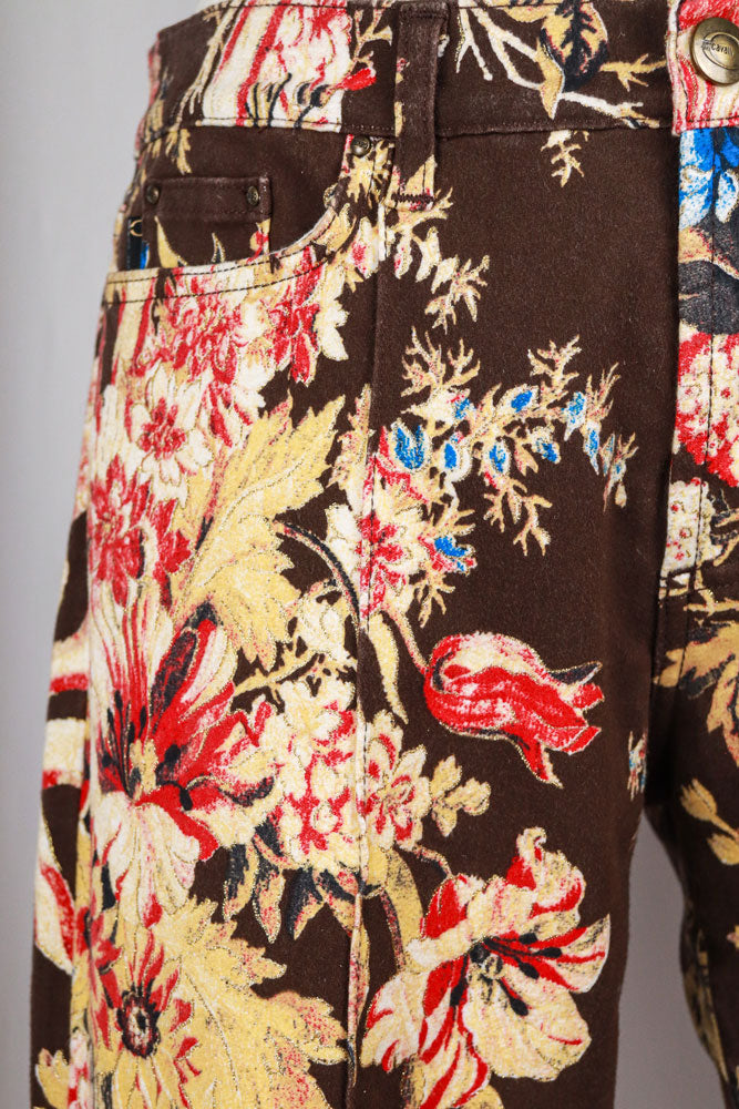 Just Cavalli 2000s Dark Floral Print Straight-Leg Jeans