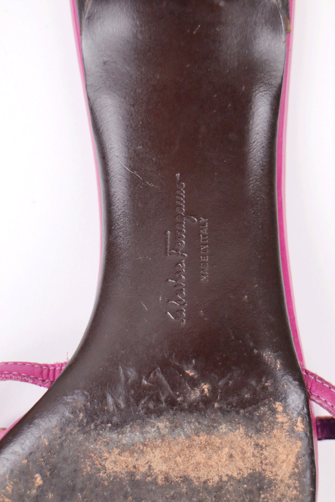 Salvatore Ferragamo 2004 Purple Floral Leather Sandals