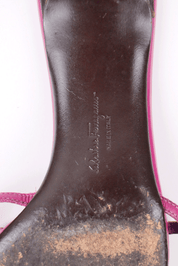 Salvatore Ferragamo 2004 Purple Floral Leather Sandals