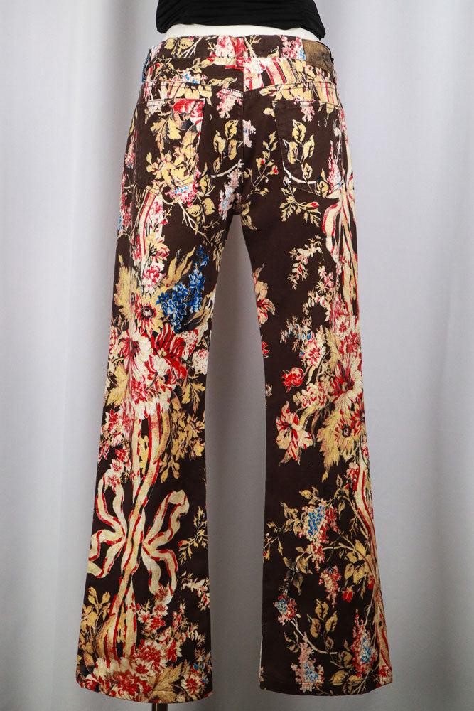 Just Cavalli 2000s Dark Floral Print Straight-Leg Jeans