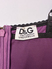 D&G Dolce & Gabbana 2000s Plum Satin Lace Trim Cami - XS/S