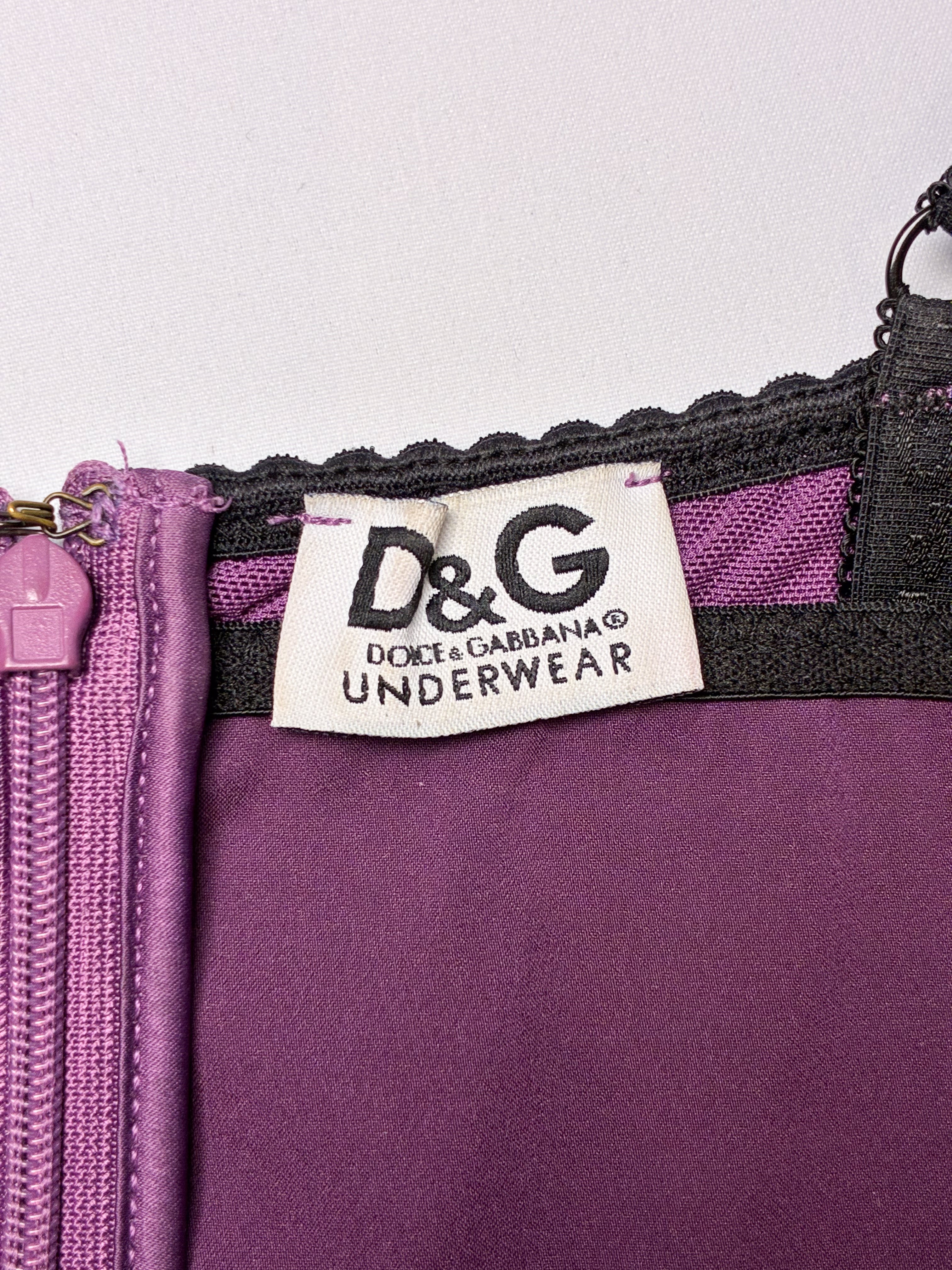 D&G Dolce & Gabbana 2000s Plum Satin Lace Trim Cami - XS/S