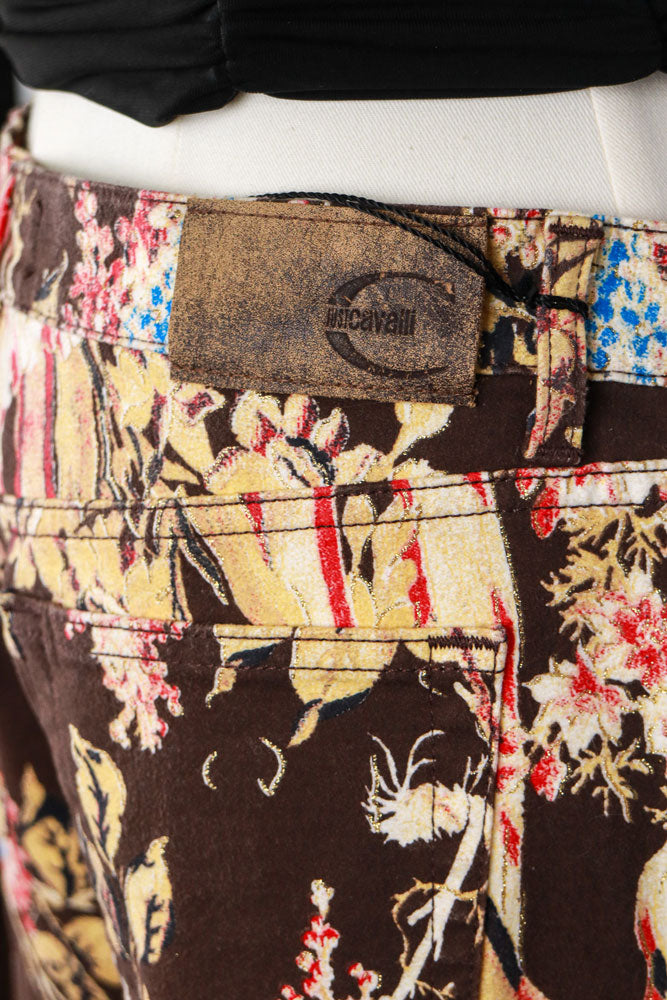 Just Cavalli 2000s Dark Floral Print Straight-Leg Jeans