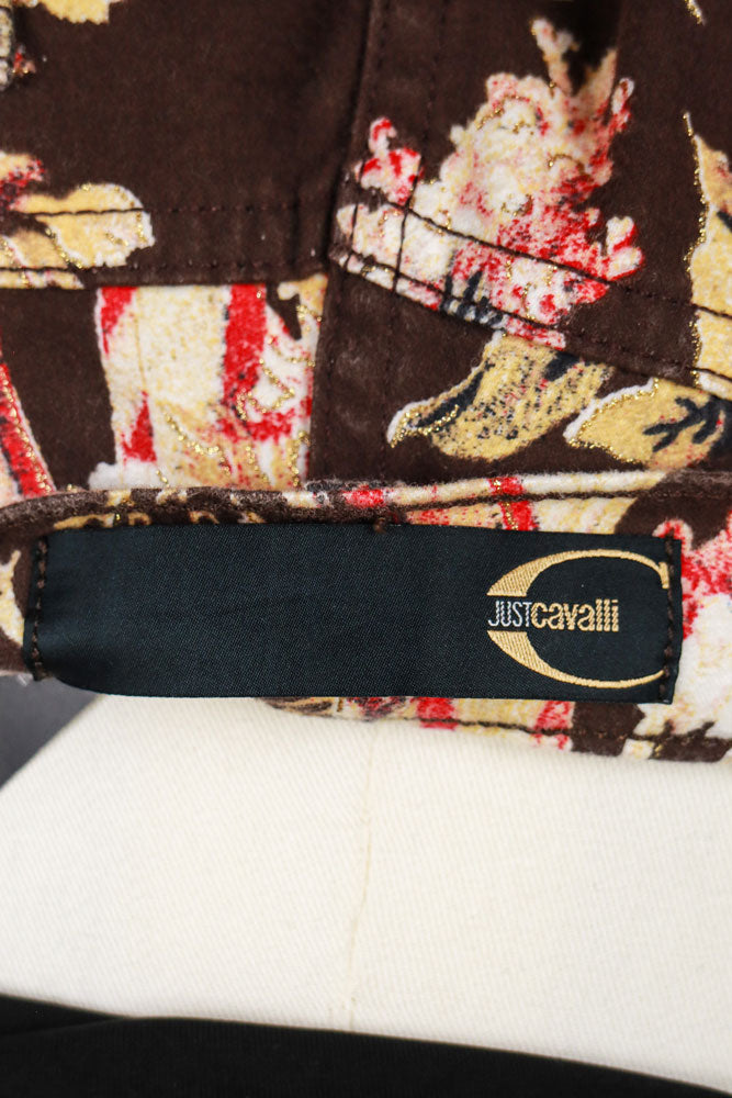 Just Cavalli 2000s Dark Floral Print Straight-Leg Jeans