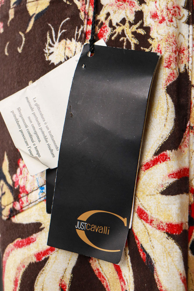 Just Cavalli 2000s Dark Floral Print Straight-Leg Jeans