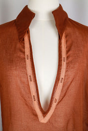 D&G 2000s Rust Cotton Gauze Blouse with Flared Sleeves