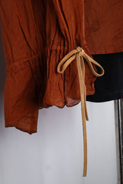 D&G 2000s Rust Cotton Gauze Blouse with Flared Sleeves