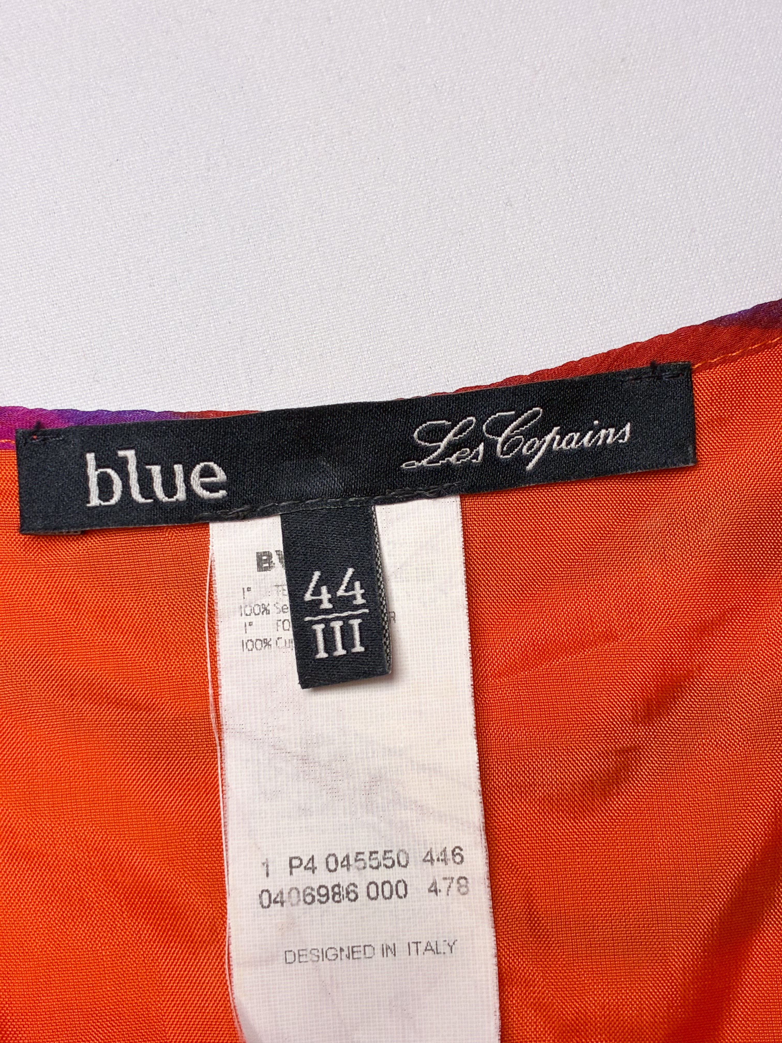 Les Copains 2000s Pink and Orange Silk Chiffon Handkerchief Hem Dress - M