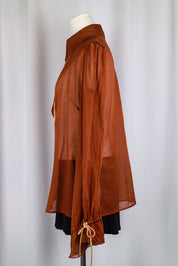 D&G 2000s Rust Cotton Gauze Blouse with Flared Sleeves