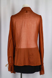 D&G 2000s Rust Cotton Gauze Blouse with Flared Sleeves