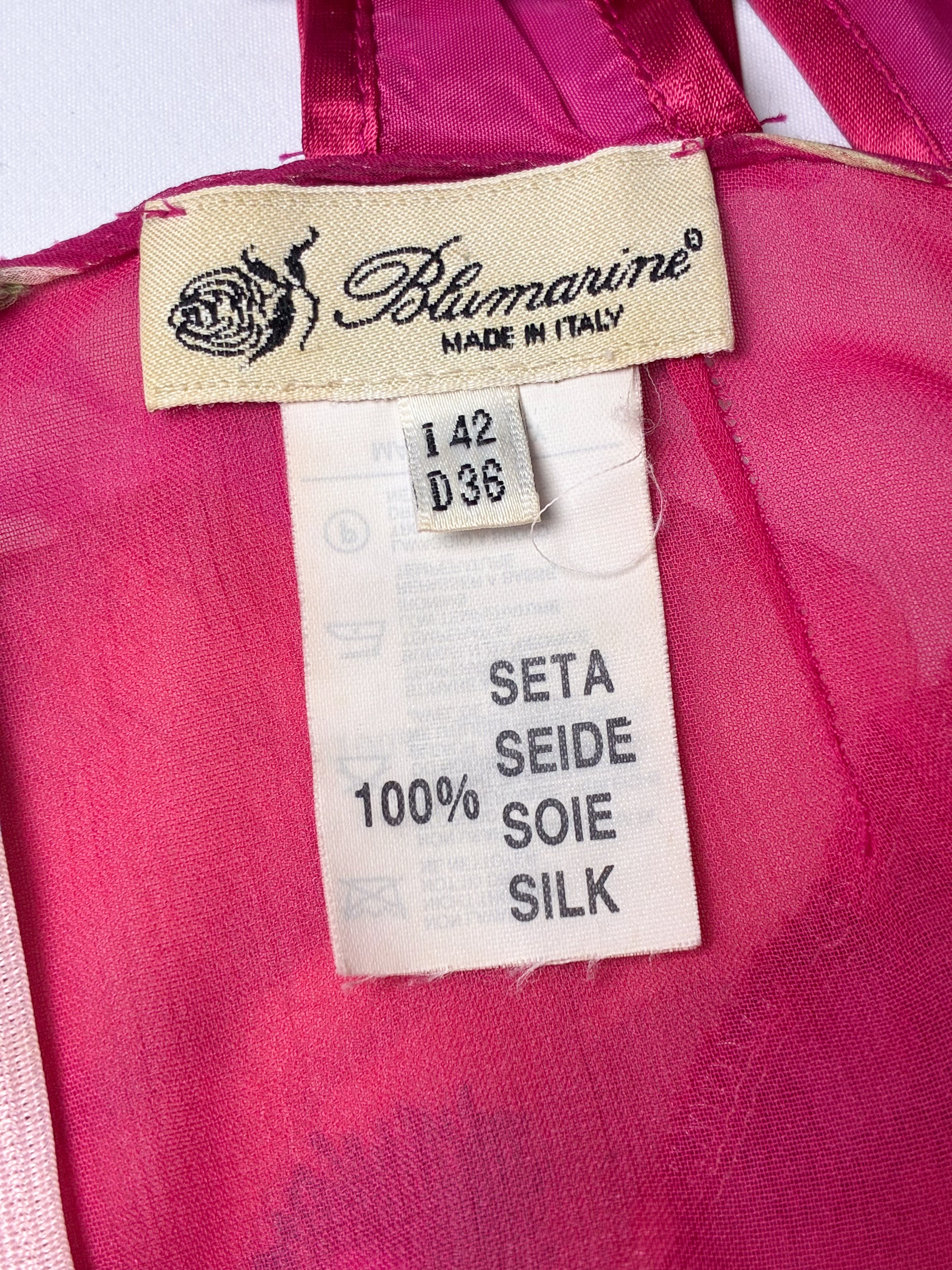 Blumarine 2000s Pink Floral Silk Dress - S