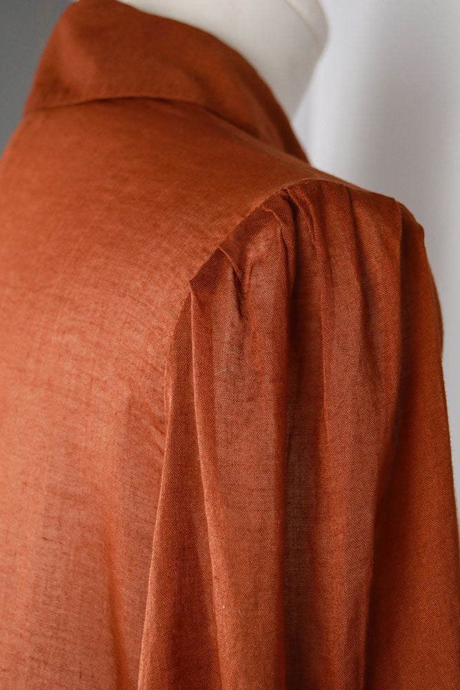 D&G 2000s Rust Cotton Gauze Blouse with Flared Sleeves