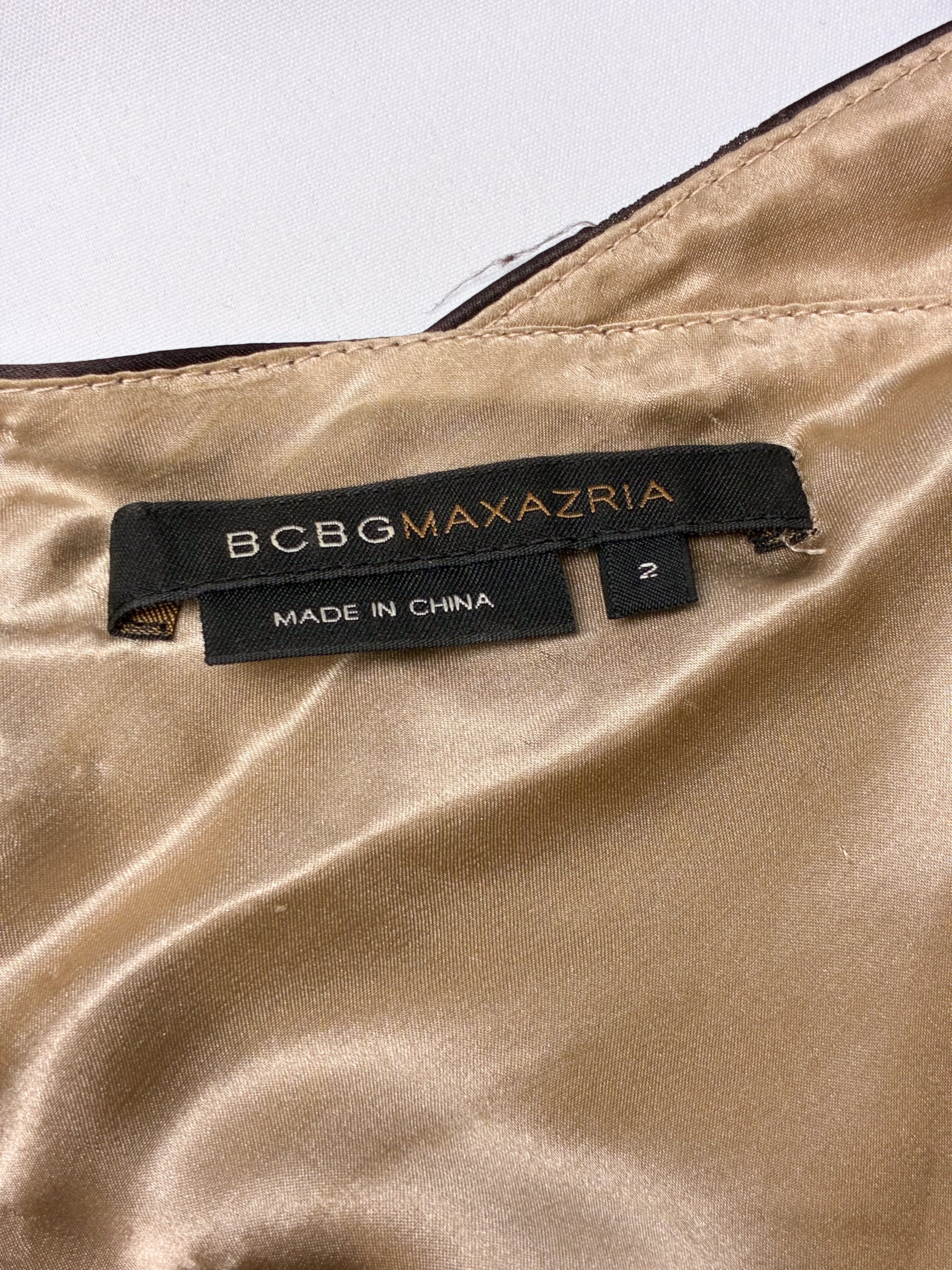 BCBG Max Azria 2000s Brown Satin Stripe Halter Midi Dress - XS/S