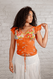 Blumarine Floral Ruched Top
