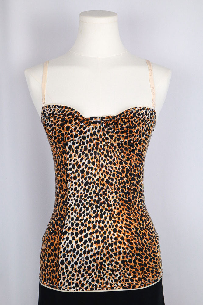 D&G 2000s Leopard Print Stetch Cami Top