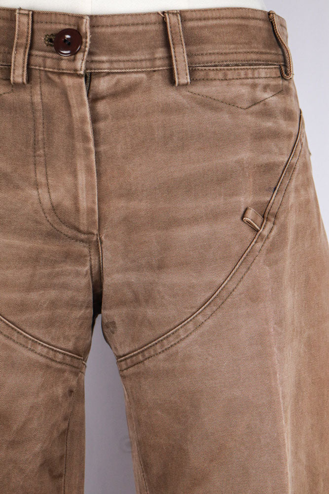 Dolce & Gabbana 1999 Brown Flared Pants with Gold Belt Buckle