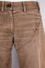 Dolce & Gabbana 1999 Brown Flared Pants with Gold Belt Buckle