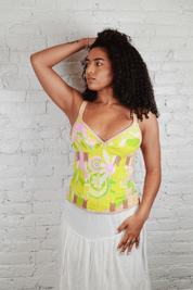 D&G Yellow Denim Floral Corset