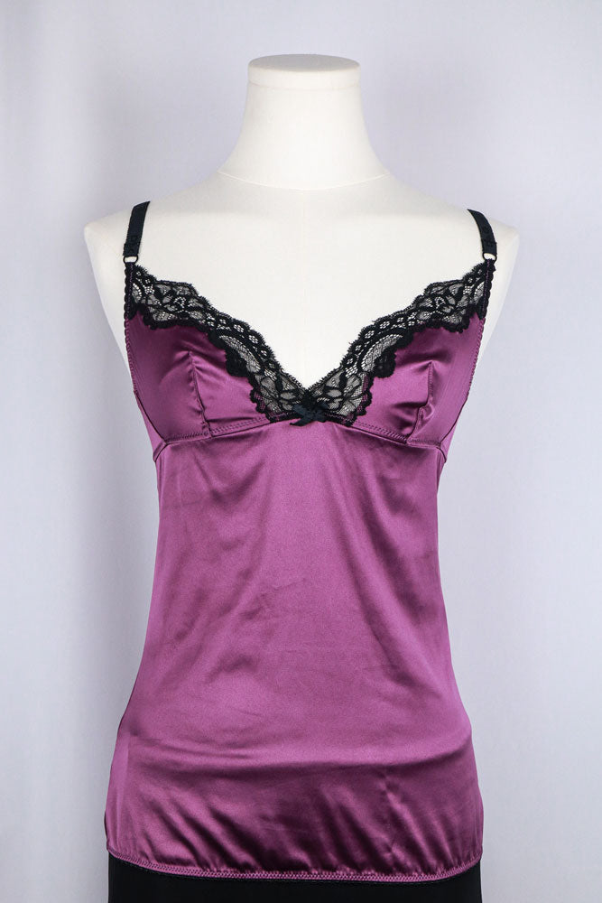 D&G 2000s Purple & Black Stretch Cami Top