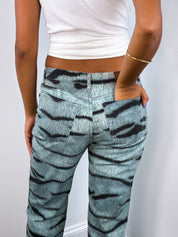 Just Cavalli 2000s Tiger Print Flared Jeans - W29