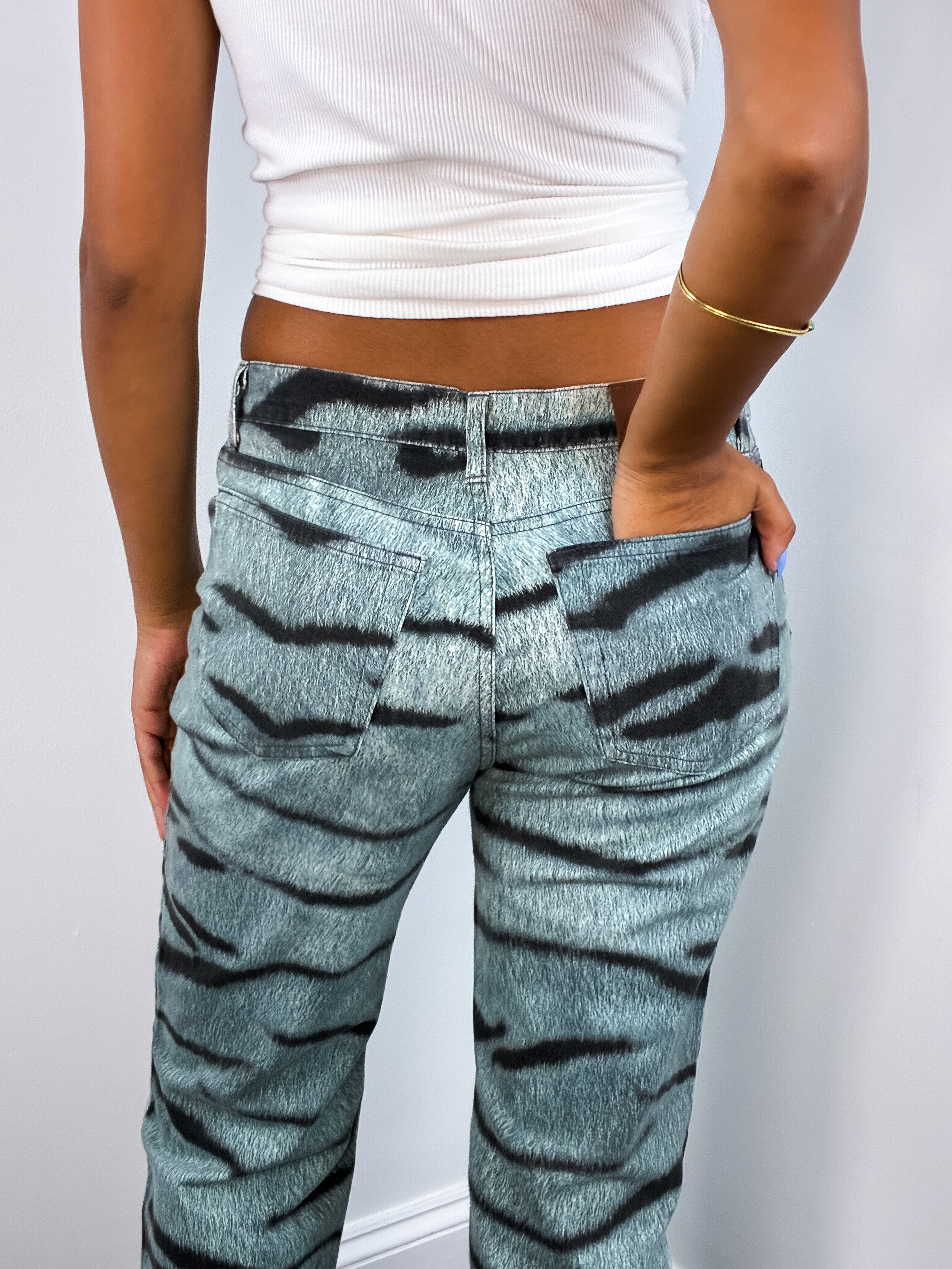 Just Cavalli 2000s Tiger Print Flared Jeans - W29