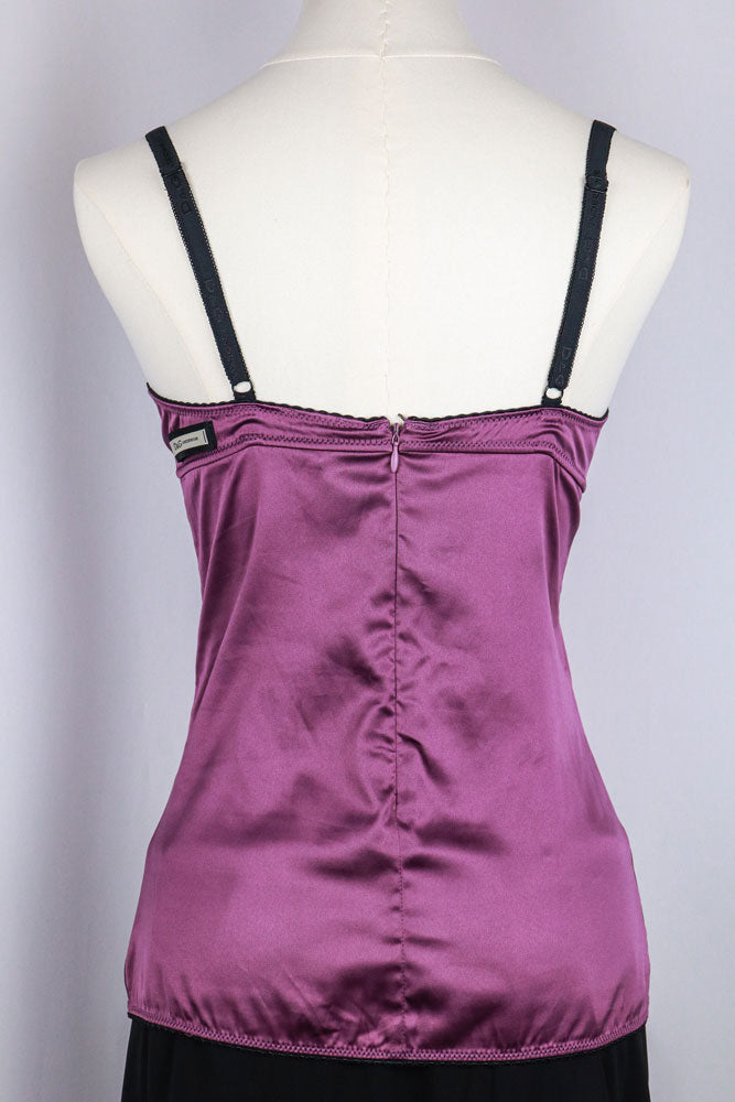 D&G 2000s Purple & Black Stretch Cami Top