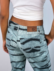 Just Cavalli 2000s Tiger Print Flared Jeans - W29