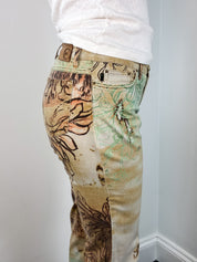 Just Cavalli 2000s Floral Tattoo Print Flared Jeans - W29