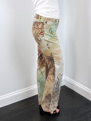 Just Cavalli 2000s Floral Tattoo Print Flared Jeans - W29