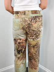 Just Cavalli 2000s Floral Tattoo Print Flared Jeans - W29
