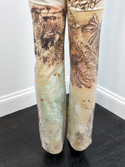 Just Cavalli 2000s Floral Tattoo Print Flared Jeans - W29