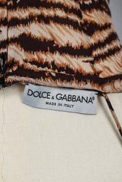 Dolce & Gabbana 2000s Tiger Print Satin Lace Trim Cami Top