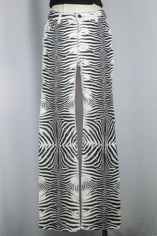 Roberto Cavalli Early 2000s Zebra Print Jeans
