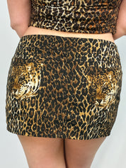 Dolce & Gabbana Beachwear 2000s Leopard Print Sleeping Leopard Micro Mini Skirt - W33