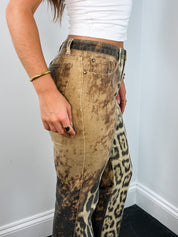 Roberto Cavalli 2000s Leopard Explosion Flared Jeans - W30
