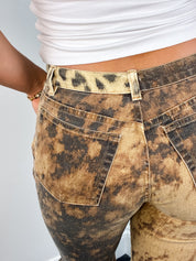Roberto Cavalli 2000s Leopard Explosion Flared Jeans - W30