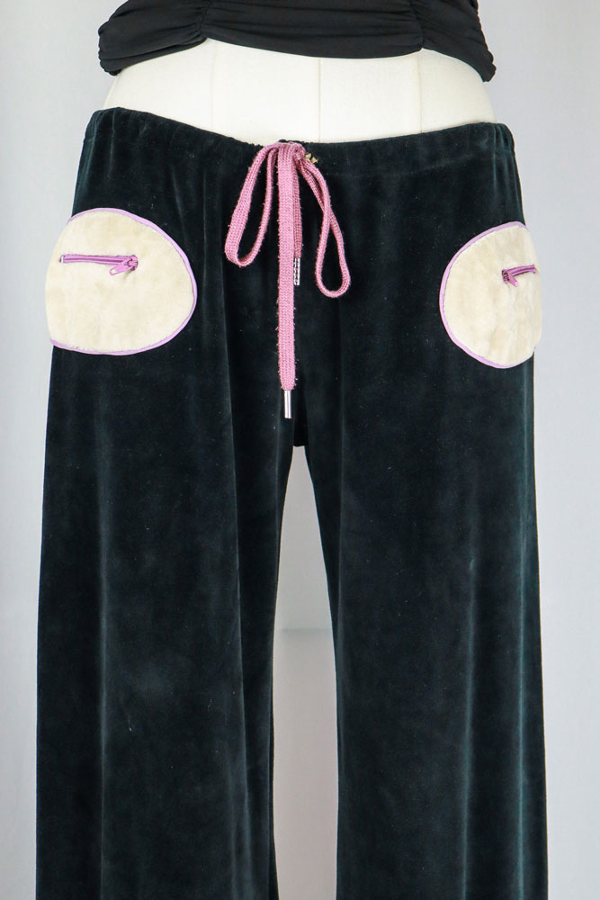 Miss Sixty 2000s Black Velour Drawstring Pants