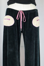 Miss Sixty 2000s Black Velour Drawstring Pants