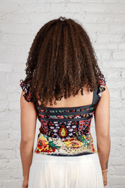 Just Cavalli Tapestry & Leopard Print Top
