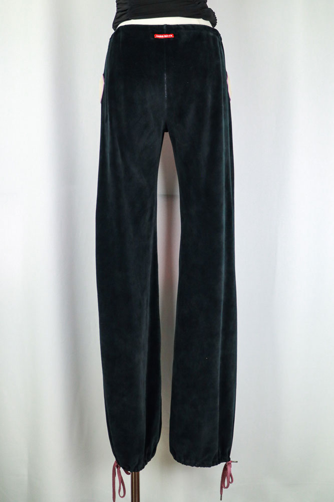 Miss Sixty 2000s Black Velour Drawstring Pants