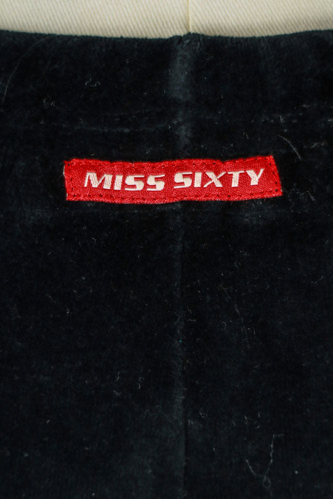 Miss Sixty 2000s Black Velour Drawstring Pants