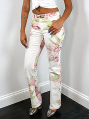 Roberto Cavalli 2004 Orchid Floral Print Jeans - W27