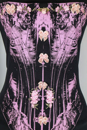 Blumarine 2000s Black Satin Tank with Pink Trim