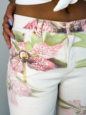 Roberto Cavalli 2004 Orchid Floral Print Jeans - W27