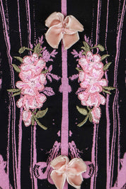 Blumarine 2000s Black Satin Tank with Pink Trim