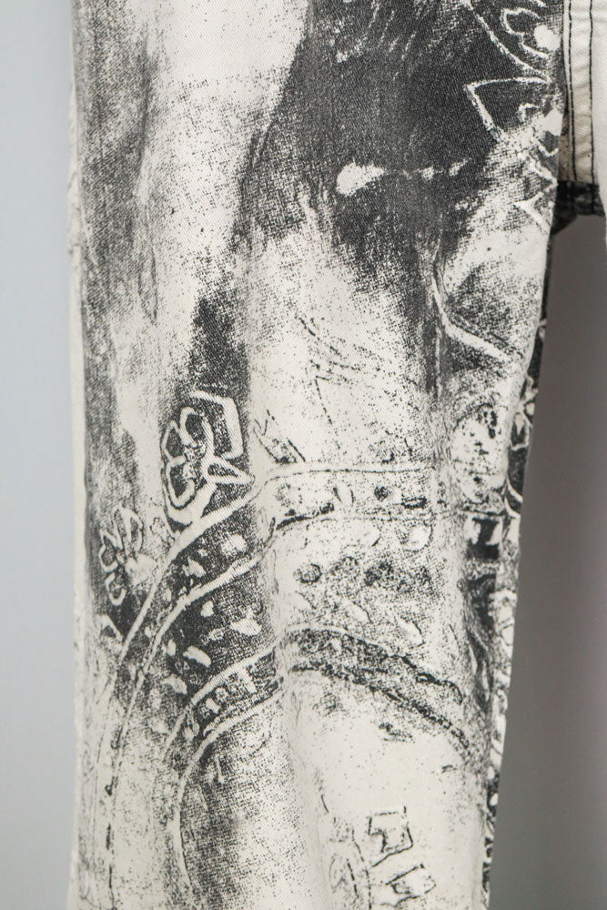 Just Cavalli Black & White Distressed Print Jeans
