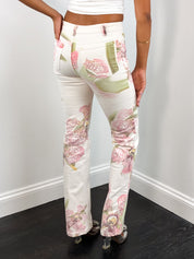 Roberto Cavalli 2004 Orchid Floral Print Jeans - W27